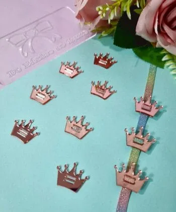 Passante Acrílico Coroa Rose Gold- 5un