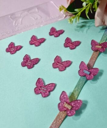 Passante Acrílico Borboleta Rosa Glitter- 5un
