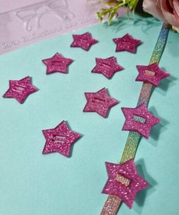 Passante Acrílico Estrela Rosa Glitter- 5un