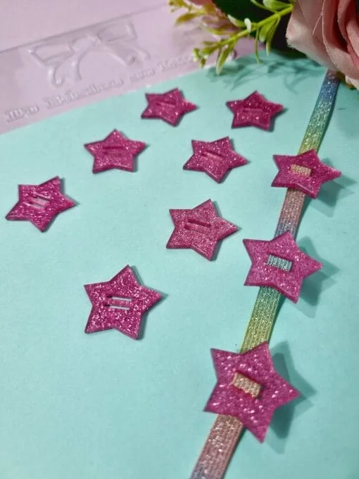 Passante Acrílico Estrela Rosa Glitter- 5un