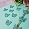 Passante Acrílico Borboleta Verde Água Glitter- 5un