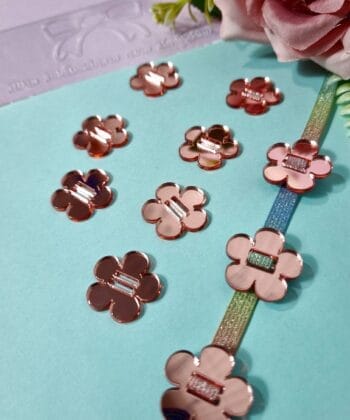 Passante Acrílico Flor Rose Gold- 5un