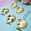 Pingente Acrílico Camadas Globo Dourado e Branco- 5un