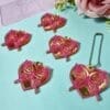 Pingente Acrílico Camadas Coração Borboleta Rosa- 5un