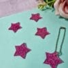 Pingente Acrílico Estrela Rosa Glitter- 5un