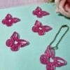 Pingente Acrílico Borboleta Rosa Glitter Coloridas P- 5un