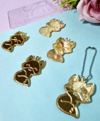 Pingente Acrílico Raposa Dourado- 5un