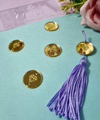 Passante para Tassel Acrílico Diamante Dourado- 5un
