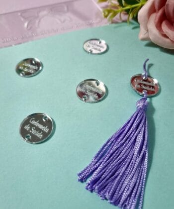Passante para Tassel Acrílico Cardeneta de Saúde Prata- 5un