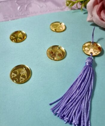 Passante para Tassel Acrílico Arco-Íris Dourado- 5un