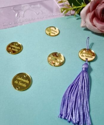 Passante para Tassel Acrílico Cardeneta de Saúde Dourado- 5un