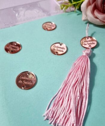 Passante para Tassel Acrílico Caderneta de Saúde Rose Gold- 5un