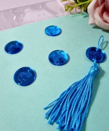 Passante para Tassel Acrílico Pezinho Azul Espelhado- 5un