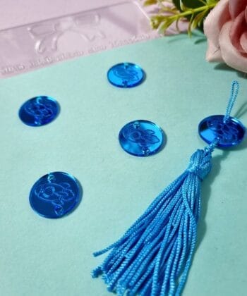 Passante para Tassel Acrílico Foguete Azul Espelhado- 5un