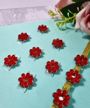 Passante Acrílico Camadas Flor Vermelha- 5un