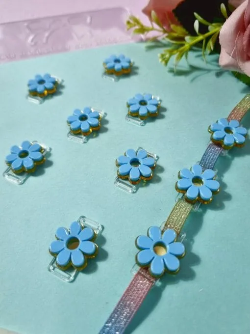 Passante Acrílico Camadas Flor Azul- 5un