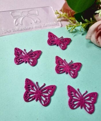 Borboleta Vazada EVA Magenta Glitter B