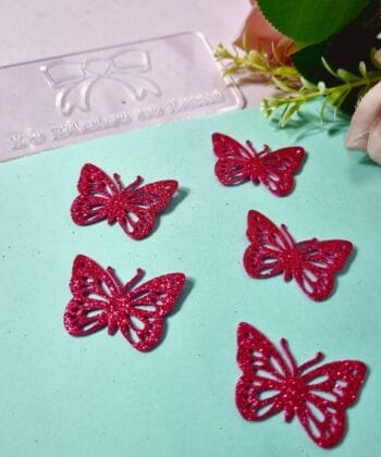 Borboleta Vazada EVA Rosa Choque Glitter B