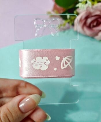 Fita Estampada Nuvem Rosa Claro 22mm